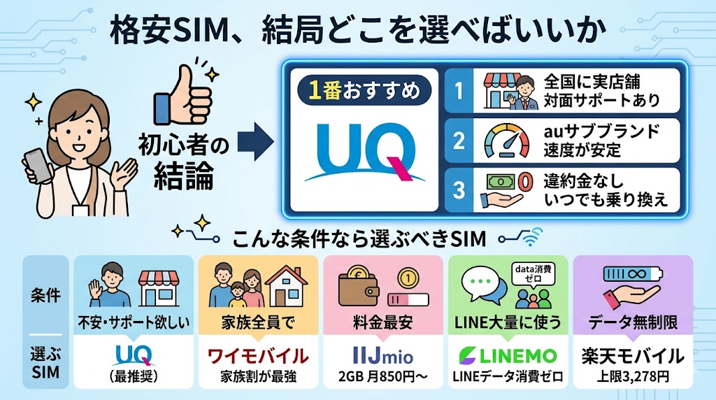 初心者向けSIMどこを選ぶべきか