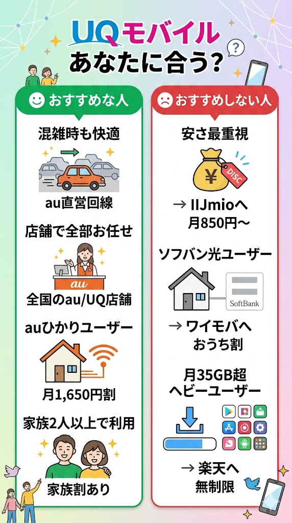 UQモバイルがおすすめな人・おすすめしない人