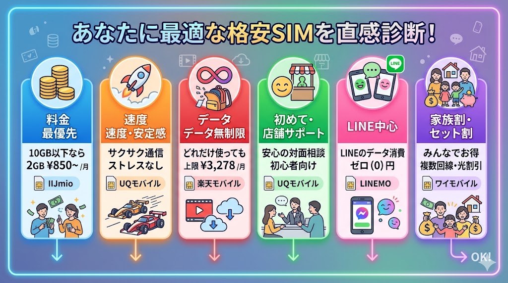 最適な格安SIMを直感診断