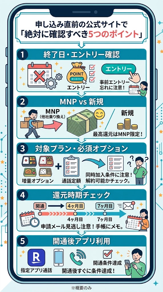 申し込み直前に公式サイトで「絶対に確認すべき5つのポイント」